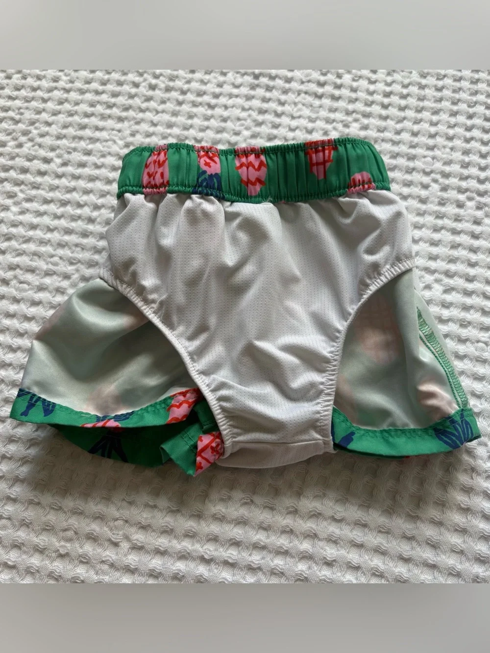Hanna Andersson Pineapple Print Swim Trunks Green Bathing Suit Pool Beach - 3-6M